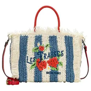 Patricia Nash Les Fraises Woven Tote with Adjustable Strap
