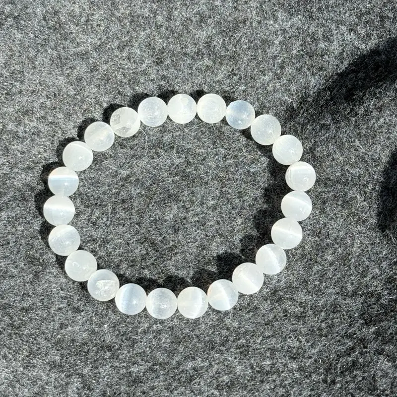 Selenite 8mm Crystal Bracelet Stretch Bead Bracelet
