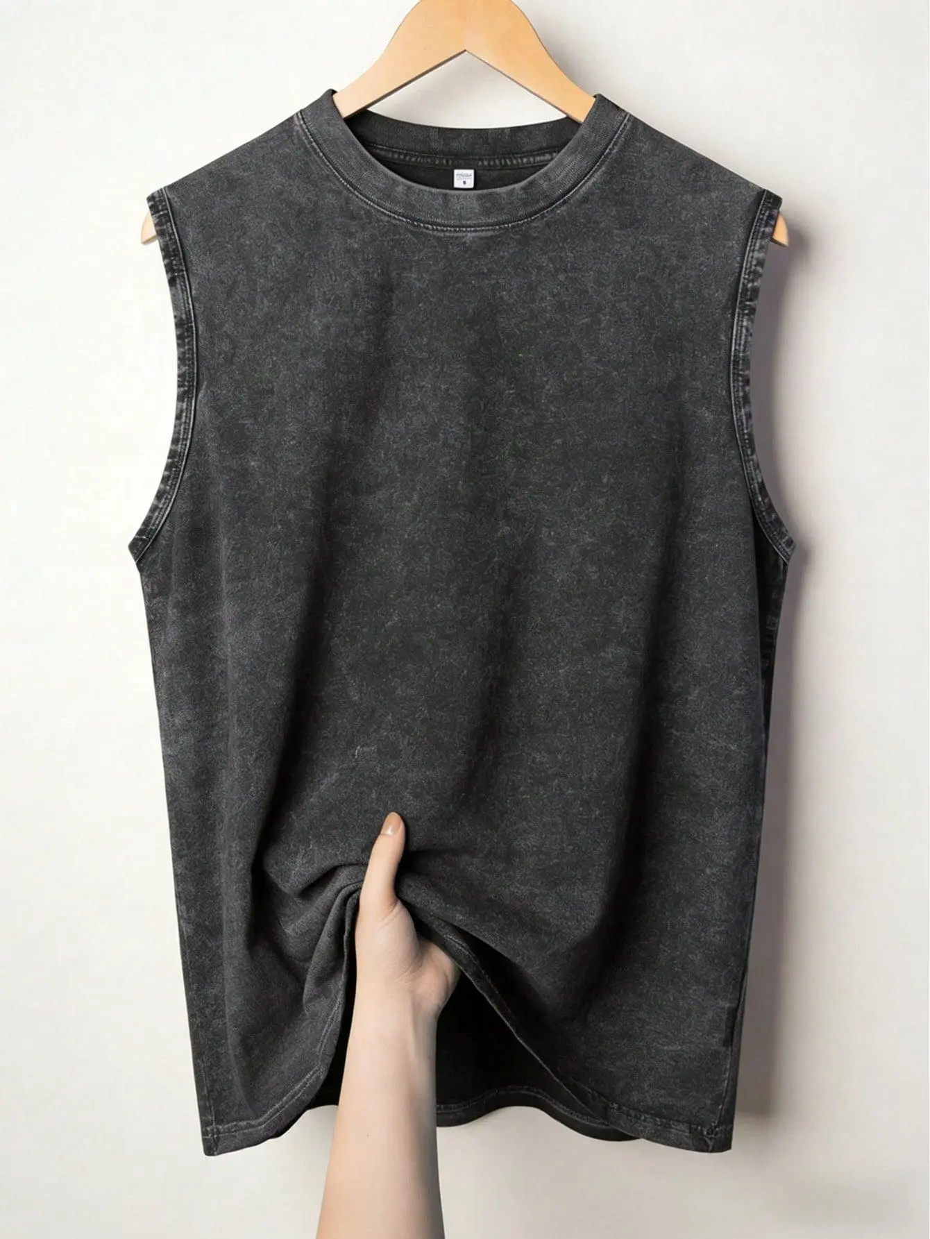 Men's Vintage Acid Washed Muscle Vest, Plain Sleeveless Tank Top with a Backless Cut, Unisex Streetwear for Daily Use, Distressed, Festive, Halloween, Christmas, Party, Fashion, Chinese New Year, Cotton, Outdoors