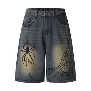 Spider denim shorts