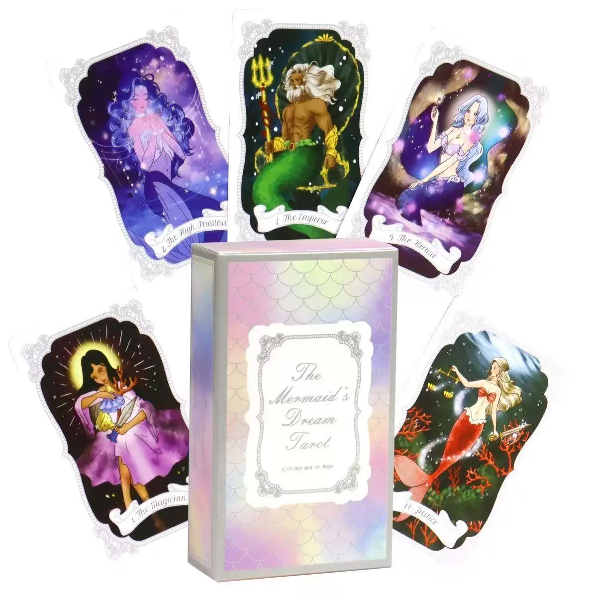 Dreamy Mermaid Illustrations Tarot Cards Deck, Unique Cards, Illustrated Fortune-Telling & Party Games, Divination Tool, Meditation Tool, Perfect Holiday & Festivals Gift, 78-Card Set