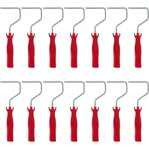 14 Pcs 4 Inch Paint Roller Frame Mini Paint Roller Handle with Plastic Threaded Grip for Extension Pole Use Painting Supplies for Wall Home, Red