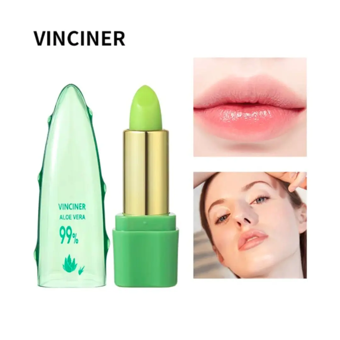 Aloe Vera Lipstick,Temperature Change Lipstick Long-Lasting Moisturizing Color Changing Lip Balm Lip Oil