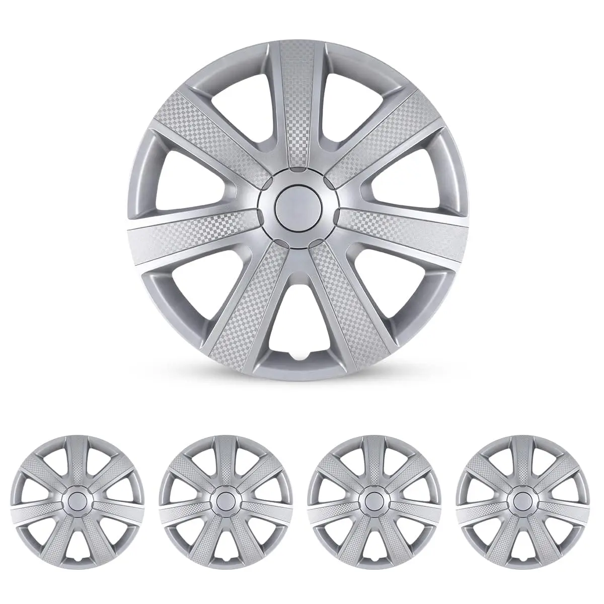 WOLFSTORM 14-Inch Auto Hubcaps - Universal Fitment Wheel Covers for Car Replacement Parts