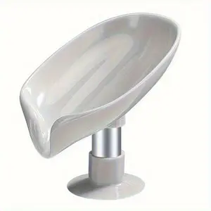 Leaf Shaped Soap Box, 1 Count Soap Drain Holder, Suction Cup Soap Dish Tray, Soap Container for Bathroom, Soap Saver, Bathroom Organizers & Storage, Bathroom Accessories
