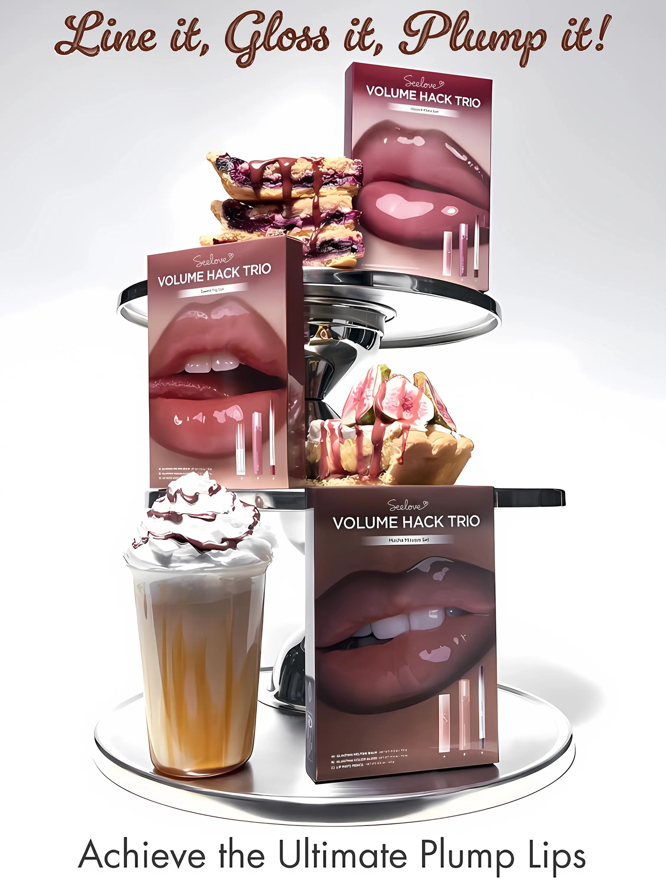 [SeeLove Official Shop] LIP VOLUME HACK TRIO (3 Shades, Lip Mate Pencil 0.5g & Melting Balm 3.5g & Color Gloss 4g)