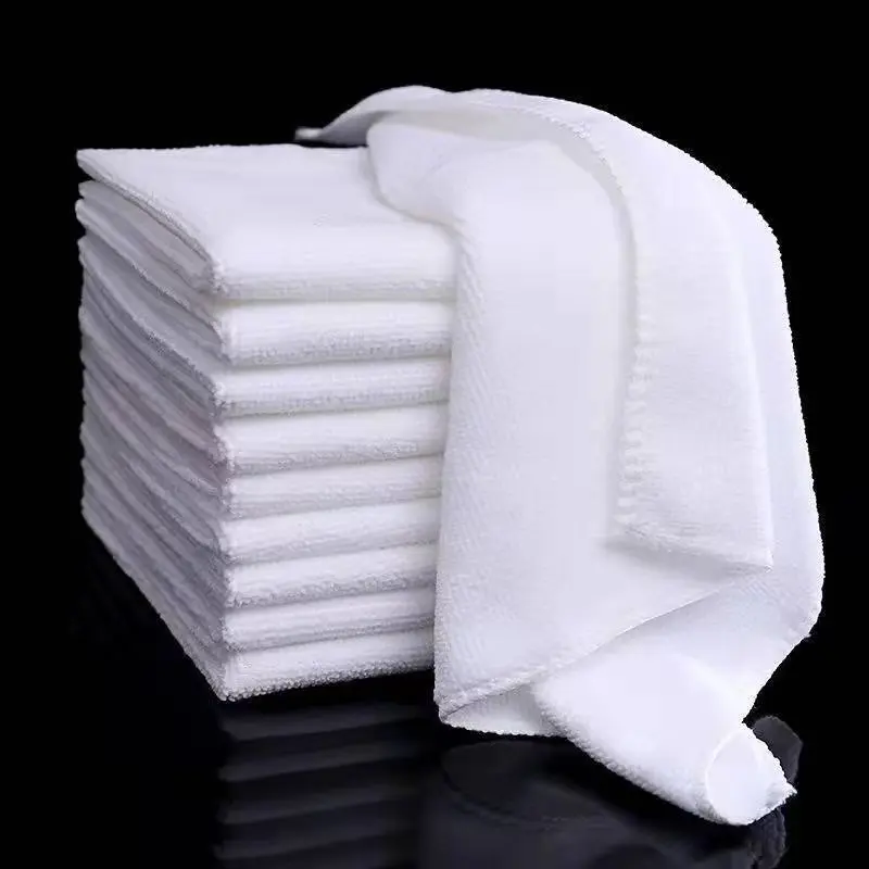 White Microfiber Cleaning Towels, Soft Absorbent Reusable Cloth Rags, Multi Purpose Household Kitchen Cleaning Wipes
