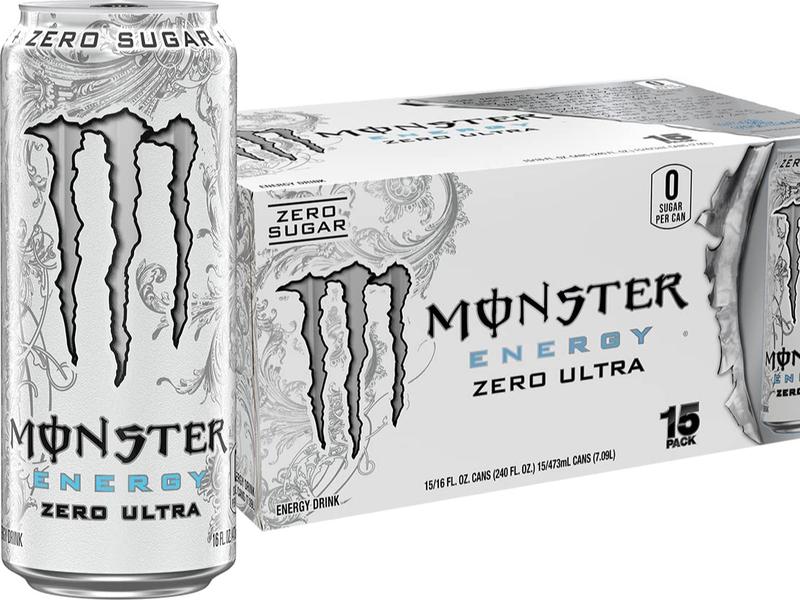 x15 pack Monster Energy Zero Ultra, Sugar Free Energy Drink, 16 Ounce (Pack of 15)