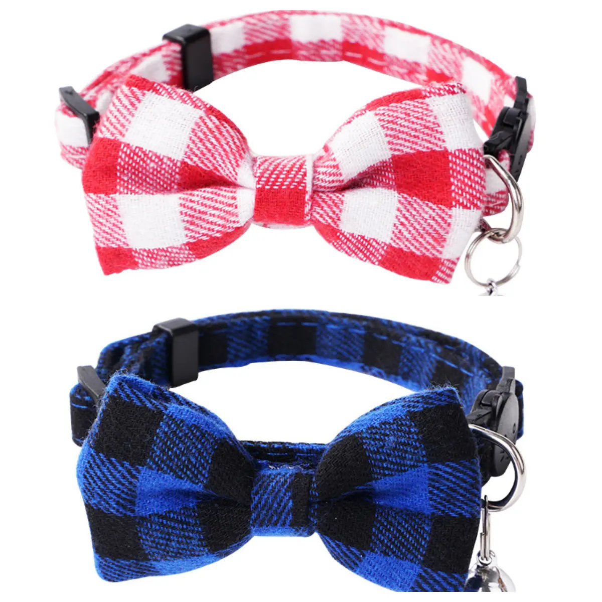 Pink + blue plaid collar