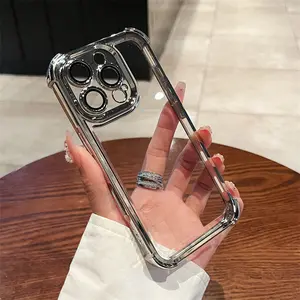 Clear Shockproof iPhone Case with Camera Protector TPU+PC Heavy Duty Bumper Cover For 11-17 Pro Max