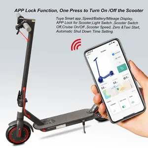 AovoPro ES80 Electric Scooter - 8.5" Solid Tires, 350W Motor Up to 21 Miles of Range and 19 MPH Portable Folding Commuter Scooter with Dual Braking System and App E-Scooter