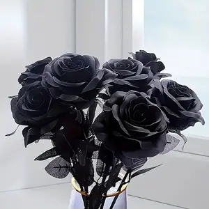5pcs Realistic Rose Artificial Flowers, Spooky Halloween Decorations, Party DIY Bouquets, Home Hotel Floral Arrangements