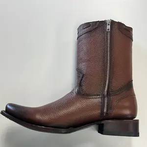 El Malcreado Brand Botas Vaqueras Brown Western Boots with Side Zipper Closure