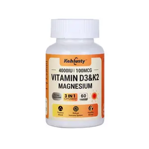 Kehlusty Vitamin D3 K2 With Magnesium Glycinate For Adults, 4000 IU Supports Bone And Cardiovascular Health, 60 Capsules Dietary Calcium Absorption Healthcare Fitness