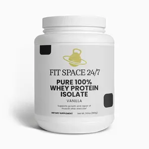 FIT SPACE 24/7 Pure 100% Whey Protein Isolate Vanilla 24.1oz/683g Natural Flavor Stevia Extract Smooth Texture Muscle Growth Recovery Optimum Nutrition Supplement for Fitness & Healthcare