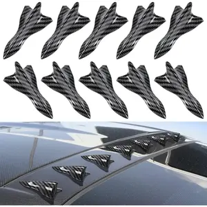 Air Vortex Generator Carbon Fiber Pattern Diffuser Shark Fin Set Kit Compatible with Spoiler Roof Wing Pointed