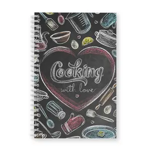 Chalkboard 5.5" x 8.5" Spiral Cookbook Notebook / 120 Recipe Pages / Durable Twin Loop Gloss Laminated Cover / White Wire-o Spiral / Made in the USA