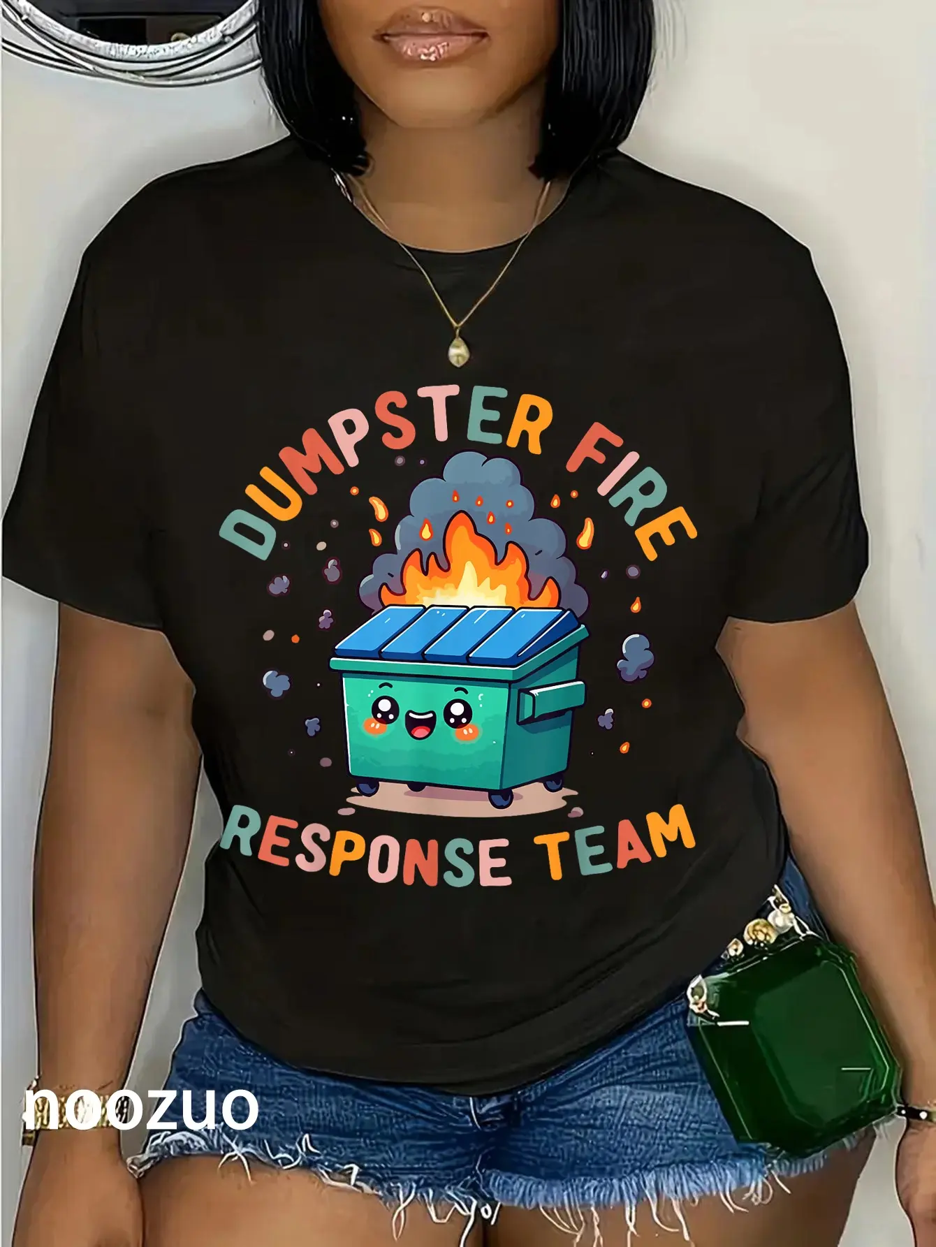 100% Cotton Dumpster Fire Response Team Chaos Funny Meme Kawaii Employee T-Shirt