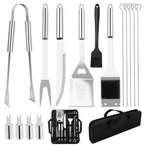 16pcs Stainless Steel BBQ Accessories Set, Portable Grill Utensils, Professional Grill Tool, Outdoor Camping Backyard Kit, Dad Gift