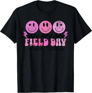 Pink Field Day Team Outdoor Field Day Games for Kids Teacher Unisex T-Shirt Cotton Menswear Man Classic