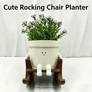 Cute Rocking Chair Creative Resin Flower Pot, Unique Decorative Planter, Durable Resin Material, Perfect for Home & Garden Decoration