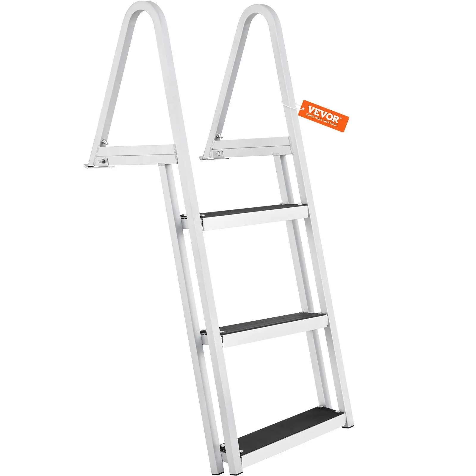 【SummerFinds】VEVOR Dock Ladder, Removable 3/4/5 Steps, 350/500 lbs Load Capacity, Aluminum Alloy Pontoon Boat Ladder with 4'' Wide Step & Nonslip Rubber Mat, Easy to Install for Ship/Lake/Pool/Marine Boarding