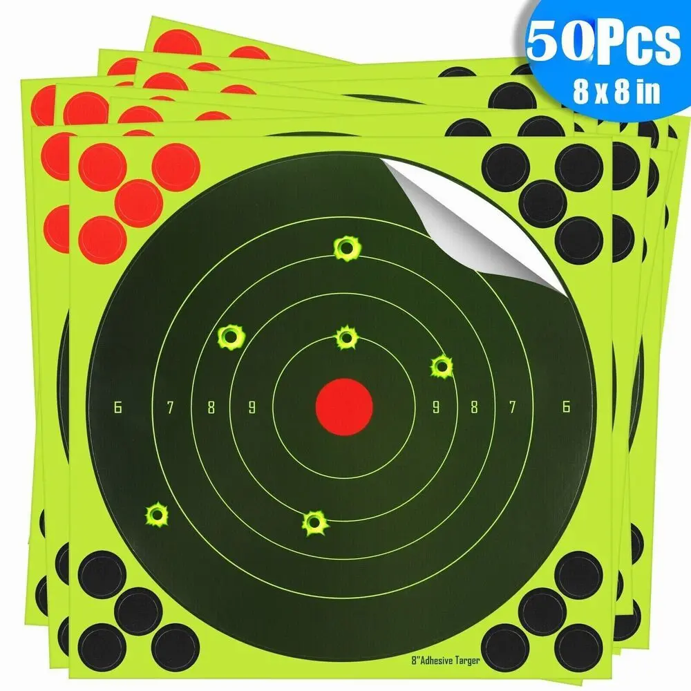 50pcs Durable Gun Shooting Target Stickers, 8inch Self-stick Paper for Precision Darts Training, Shooting Practice, Tactical Gear, and Hunting