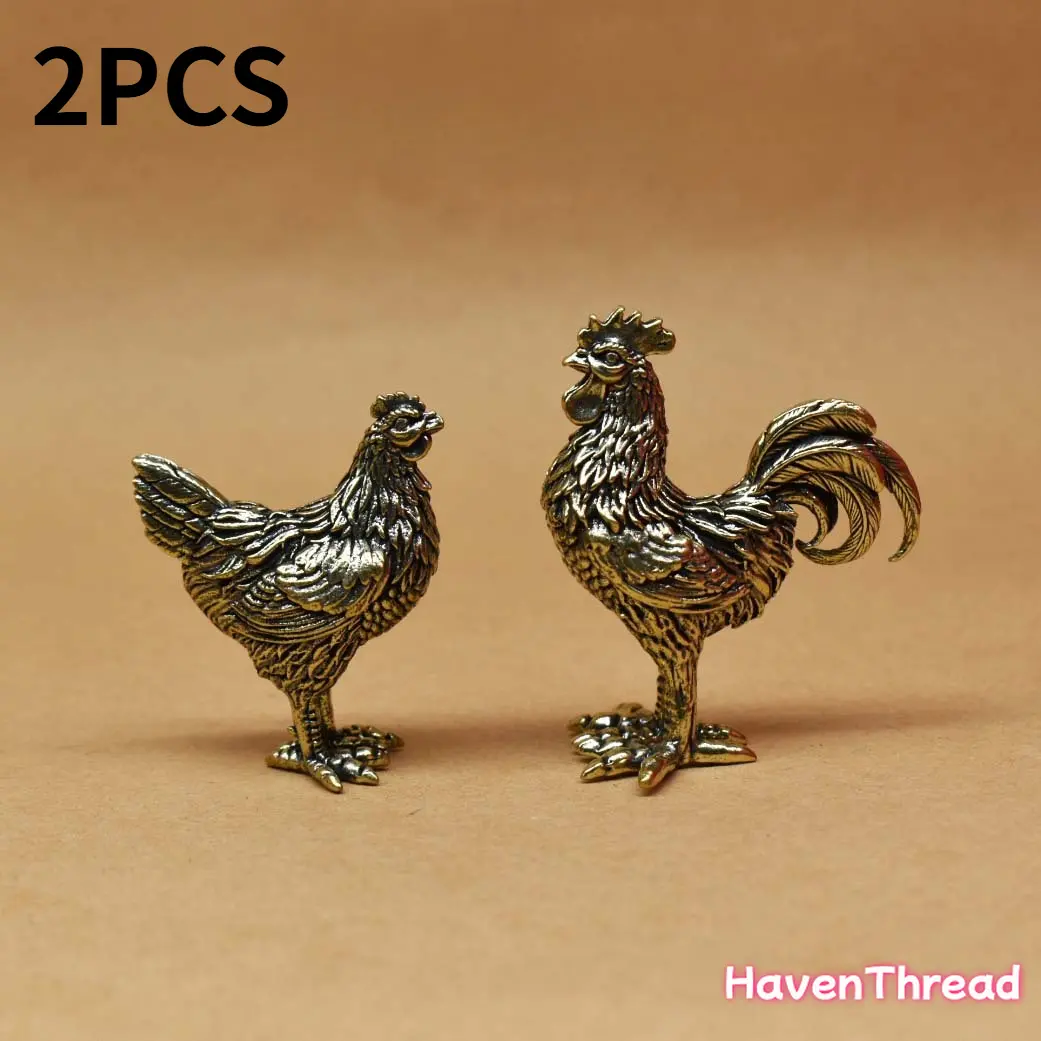 Rustic Brass Rooster Figurines, 2-Piece Decorative Set for Home Decor, Gold Finish Ornaments for Collectors, Figurines For Collectors, Desktop Decoration Ornament, Collectible Ornament tiktokshopbacktoschool