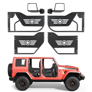 【FathersDayGift】VEVOR Jeep Tube Doors, 4-Door, Compatible with 2018-2026 Jeep Wrangler JL JLU & Gladiator JT 4XE, Steel Off Road Front & Rear Tubular Half Doors with DOT Certified Side View Mirrors