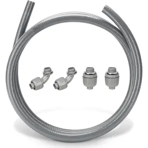 1/2 Inch 10 Ft Conduit Kit AC Whip Kit PVC Non Metallic Liquid Tight Conduit, Wire Conduit Pipe with Straight and 90-Degree Conduit Connector Fittings
