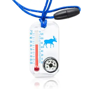 Wildlife Therm-o-Compass - Thermometer and Compass for Kids with UV Exposure Decal - Reflective Lanyard and Fun Animal Designs for Camping and Hiking