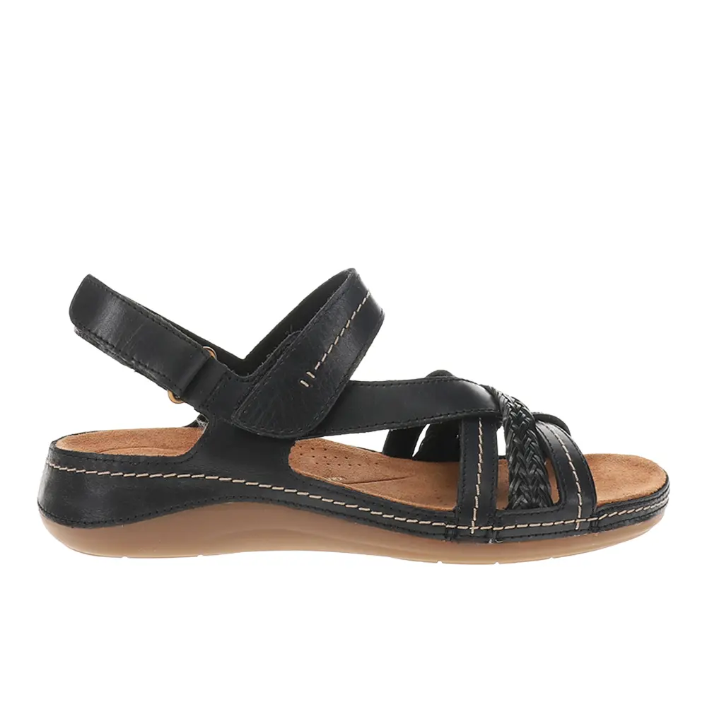 Clarks Womens Cecily Footbed Strappy Casual Sandals Casual - Black