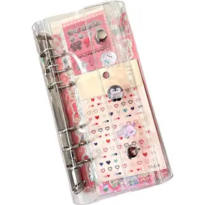 A6 Sticker Organizer Binder Notebook Binder for Planner Journal Scrapbook Sticker Collecting Book Double-Sided 20 Pages Planner Scrapbook (Clear, 7.7 in)