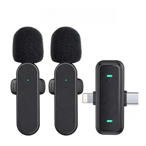 Professional Wireless Lavalier Microphone - Intelligent Noise Cancelling, Plug & Play for iPhone and Android Smartphones - Lapel Mic for Video Recording,Teaching, interviews, Podcast, Rechargeable Lapel Mic