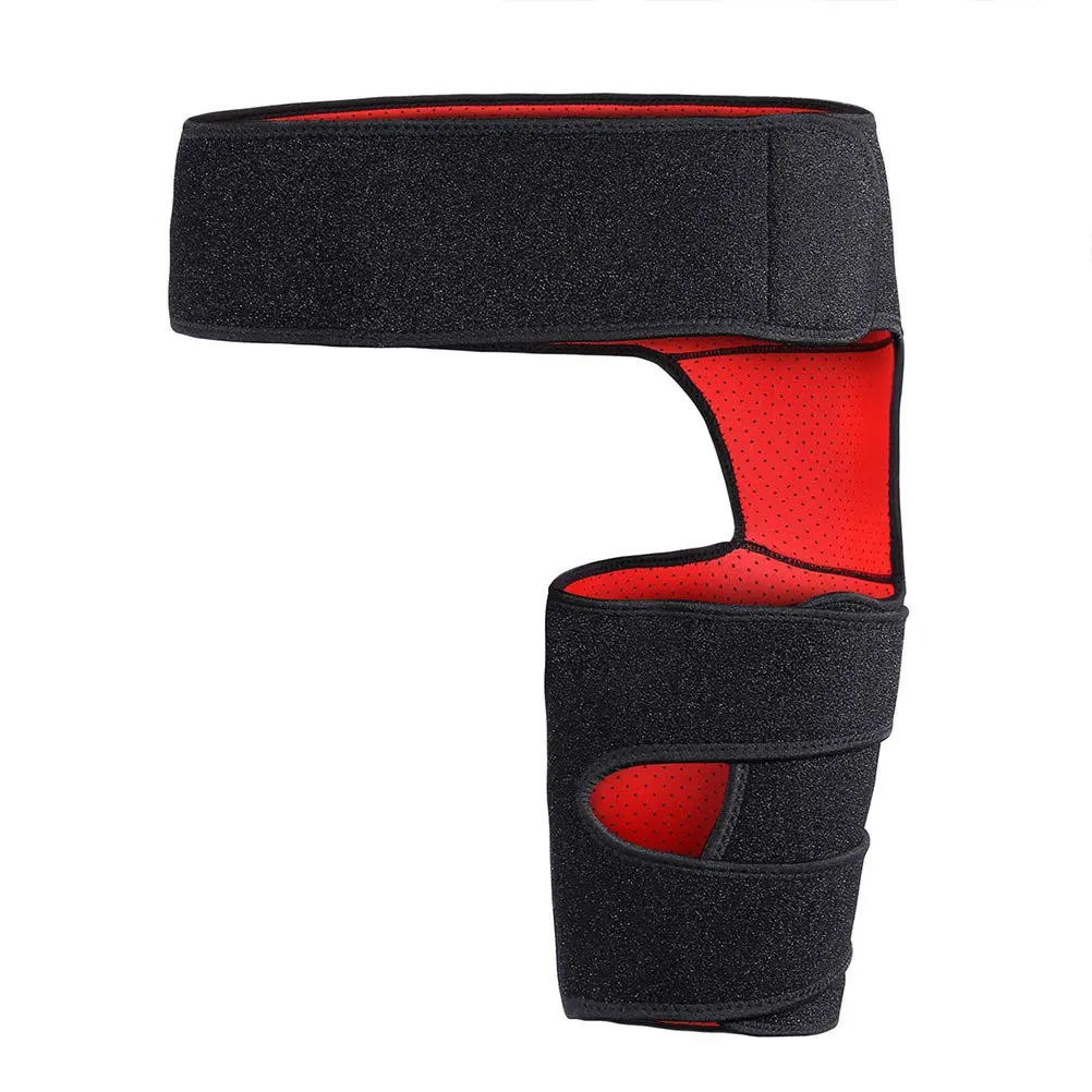 Unisex hip brace for sciatica relief featuring support stays and securing straps moisture wicking for a dry comfortable feel suitable for running and weightlifting