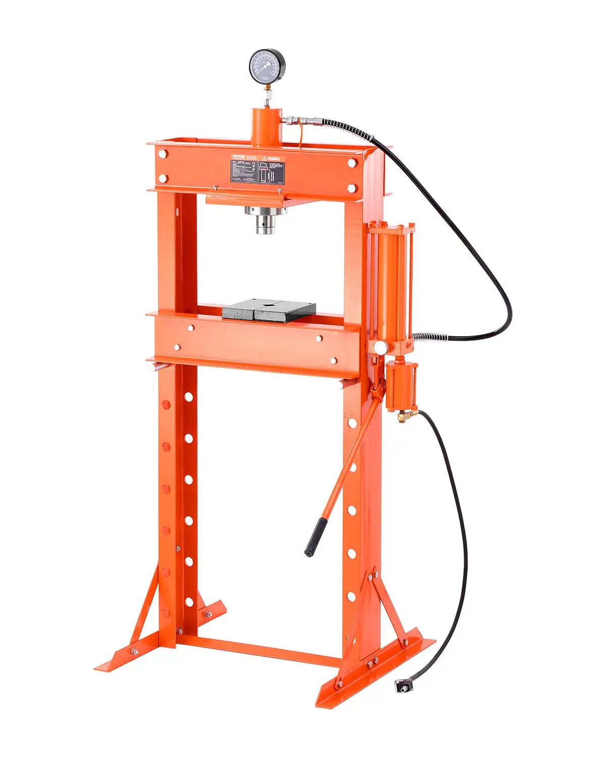 【DealsForYouDays】VEVOR Hydraulic Shop Press, 30 T H-Frame Pneumatic Shop Press with Press Plate & Triangular Support, Stable Garage Floor Adjustable Hydraulic Press with Relief Valve, Fit for Bending & Straightening