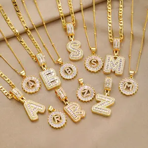 GGIRL Fashion Women Initial Letter Pendant Necklace Inlaid Full Artificial Cube Zircon,Exquisite Elegant Jewelry for Everyday,Ideal Dainty Party/Ceremony/Birthday/Christmas Gift for Her