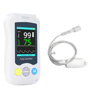 Continuous Handheld Pulse Oximeter with Fingertip Probe, 500-Set Data Storage, 2.4" HD Screen, Adjustable Alarm, Real-Time Waveform Display, Overnight Monitoring for Home Use