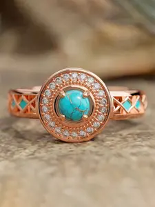 1 PC Gorgeous Cubic Zirconia & Faux Turquoise Ring For Women For Wedding Engagement Party Jewelry Valentine's Day Gift