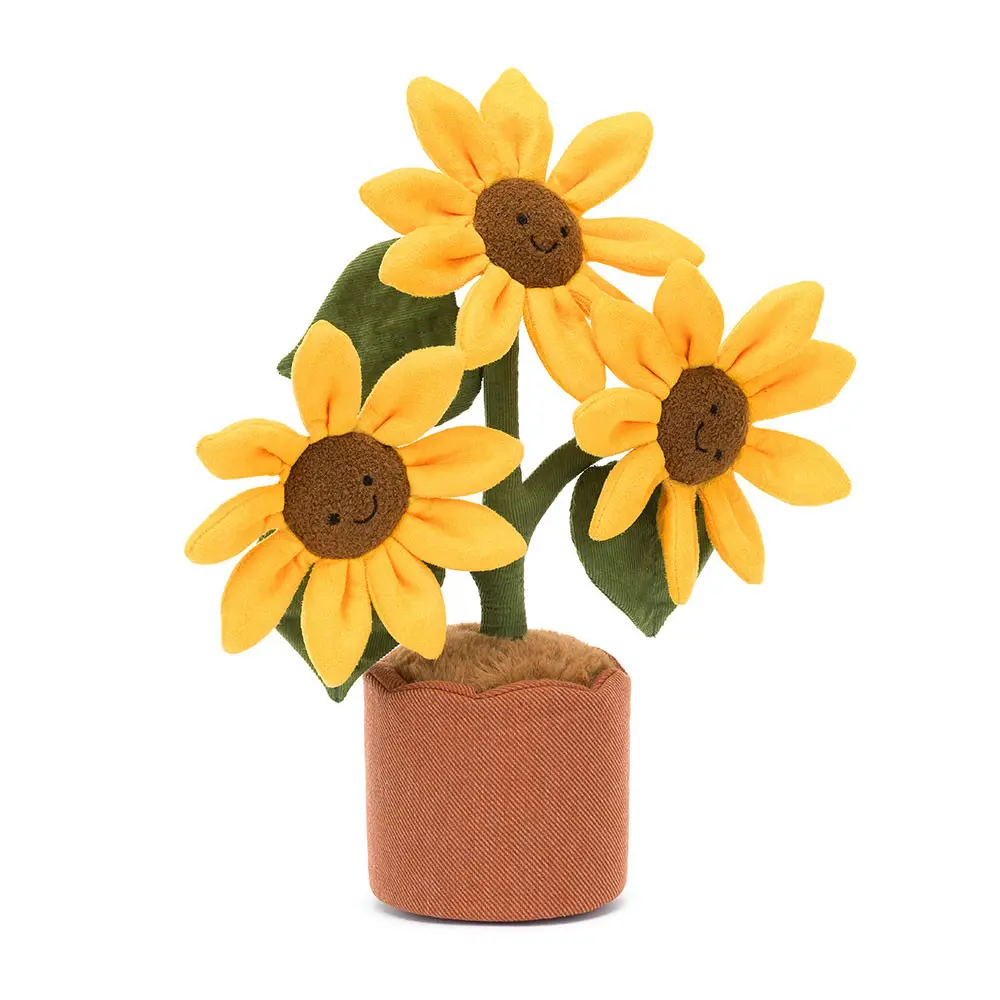 Jellycat Amuseables Sunflower Pot Plush – Cute Smiling Sunflower Stuffed Plant, Soft Flower Decor Toy, Cheerful Birthday Gift for Kids, Girls, Moms & Collectors