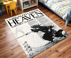 Vagabond Manga Rug, Miyamoto Musashi Anime Japanese Samurai Vintage Retro Decor, Gift for Anime Fan, Anime Rug, Manga Rug