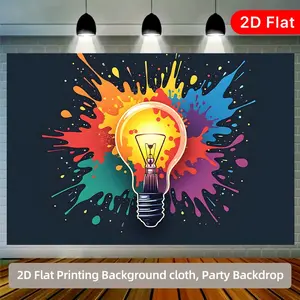 2D Flat Banner Featuring a Creative Light Bulb And Colorful Background, Made of Polyester Fabric for Party Backdrops, Wall Decor Banner, Suitable for Various Settings Such As Living Room Wall Art, Home, Parties