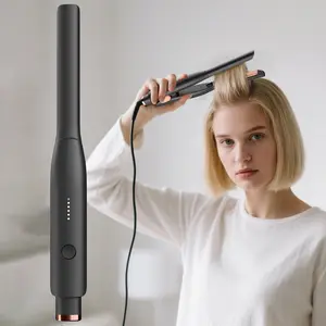 Compact Electric Hair Straightener & Curler Set, Safe Lock Design, Portable Mini Hair Styler for Men Women, Short Hair Use