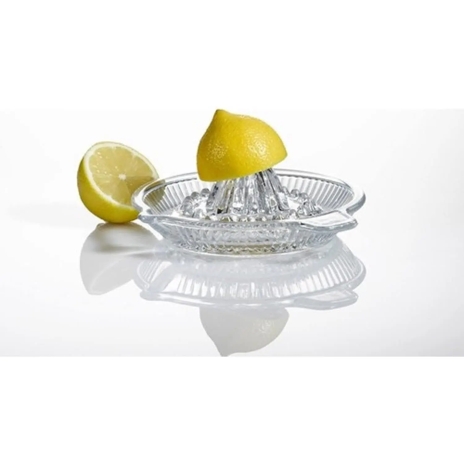 Lemon Squeezer  Portable Citrus Juicer Crystal Reamer Manual with Handle and Spout for Fresh Juice Lime Orange Heavy Clear Glass