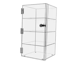 Acrylic Locking Vertical Cabinet with Keys 8" x 8" x 16" Clear Tall Countertop Locker One Piece No Assembly with Swinging Door for Retail Merchandise by 321 Plastics