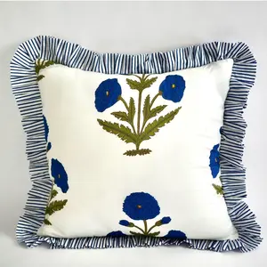 Blue Ruffle Pillow Sham