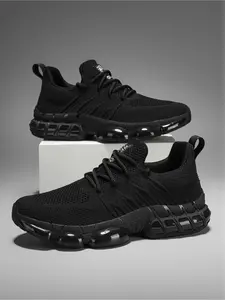 Men's Soft Full Air Cushion Sports Running Shoes: Knit Breathable Material, Long Run Fatigue-Free Professional Training Athletic Shoes, Workout Sneakers, Cushioned Running Shoes