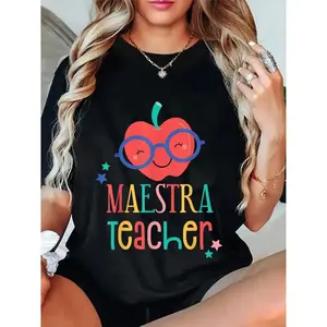 100% Cotton Unisex Cute Maestra Teacher T-Shirt Gifts for Teachers Tell Me in Spanish Gifts