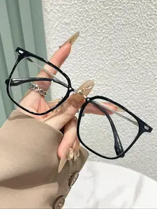 Unisex Simple Style Plain Color Eyeglasses, Trendy Casual Anti-blue Light Eyeglasses, Stylish Square Frame Eyewear for Everyday Use, Fashion Accessories for Outdoor Activities
