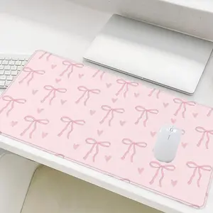 Bow Pattern Mouse Pad, Rectangle Gaming Mouse Pad, Non-Slip Rubber Base Mouse Pad, Office Desk Keyboard Mat for Home Office, Office Girly Desk Accessories